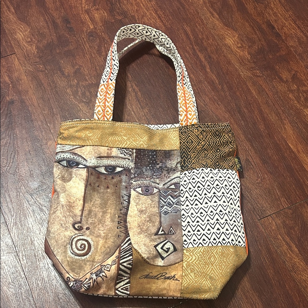 Laurel Burch Artistic Brown and Gold Tote